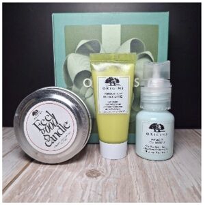 Origins 3 piece set: Peace of mind, Drink Up Intensive & Candle.